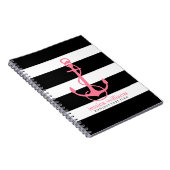Carnet Ancre Rose Avec Noir Sur Bandes Blanches (Côté Droit)