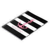 Carnet Ancre Rose Avec Noir Sur Bandes Blanches (Côté gauche)