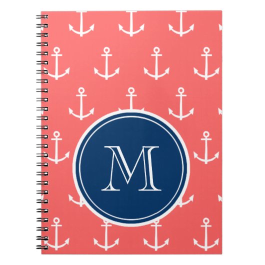 Carnet Ancres blanches de corail motif, monogramme de (Devant)