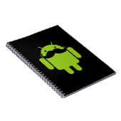 Carnet Android Robot Icon Mustache sur noir (Côté Droit)