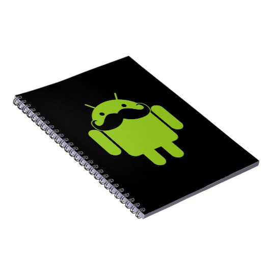 Carnet Android Robot Icon Mustache sur noir (Côté Droit)