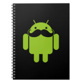 Carnet Android Robot Icon Mustache sur noir (Devant)