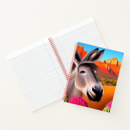 Carnet Âne mignon avec cactus à fleurs (Intérieur)