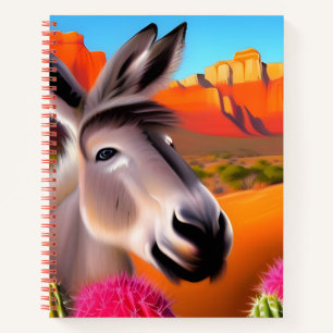 Carnet Âne mignon avec cactus à fleurs