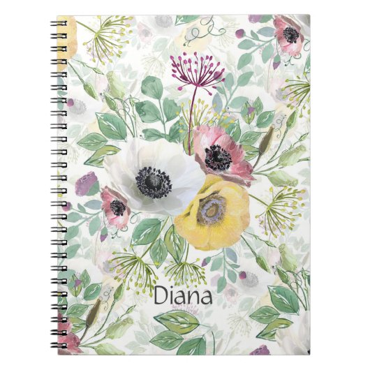 Carnet Anémones rose, blanche et jaune (Devant)