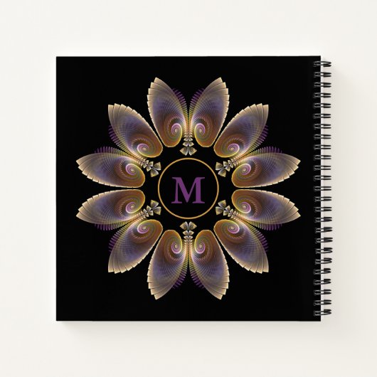 Carnet Ange Abstraite ailes Mandala Monogramme fractal (Dos)