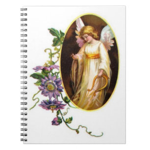 Carnet Ange avec des fleurs d'harpe et de clématite