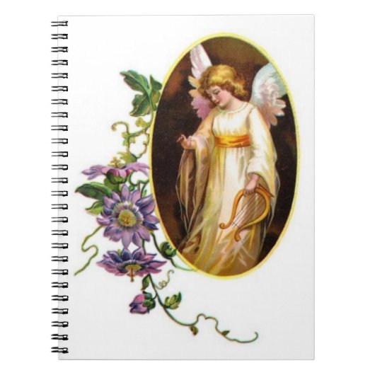 Carnet Ange avec des fleurs d'harpe et de clématite (Devant)