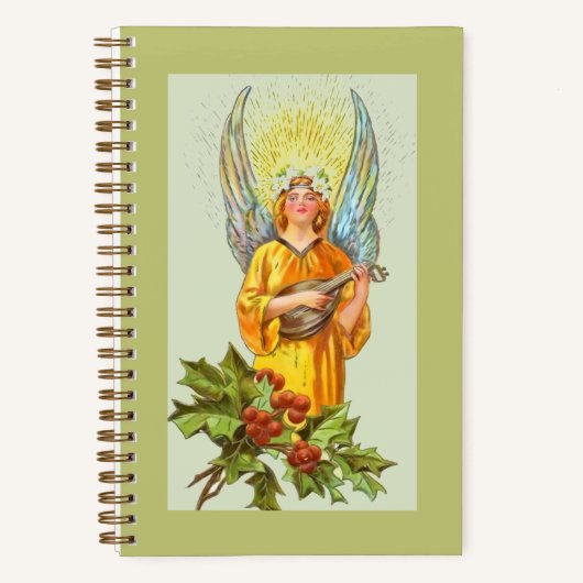 Carnet Ange avec houx et mandoline (Recto)