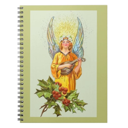 Carnet Ange avec houx et mandoline (Devant)