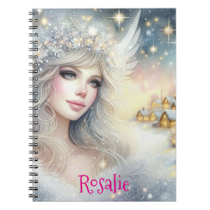 Carnet Ange de neige givré éthéré aquarelle blanche festi