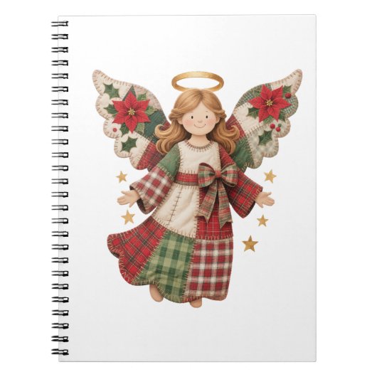 Carnet Ange de Noël avec des étoiles dorées (Devant)