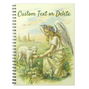 Carnet Ange de Pâques religieux vintage victorien avec ag