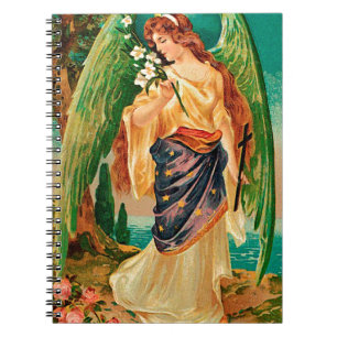 Carnet Angel holding a floral branch