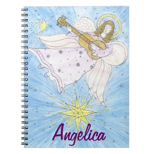 Carnet Angel musical, Personnalisé avec nom (Devant)