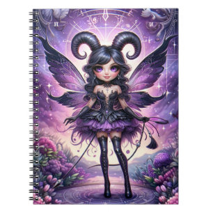 Carnet Angélina Gothique Fée Pourpre Cornes Scorpion Zodi