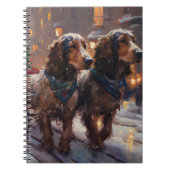 Carnet Anglais Cocker Spaniel Noël Festin Saison (Devant)