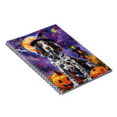 Carnet Anglais Setter Chien Halloween Sorcière Et Citroui (Côté Droit)