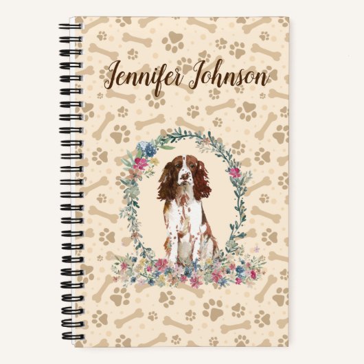Carnet Anglais Springer Spaniel Chien Empreinte de patte  (Recto)