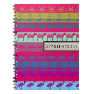 Carnet Animaux colorés rétro motif rayures modernes #9