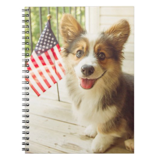 Carnet Animaux de bébés cutest | American Flag Corgi (Devant)