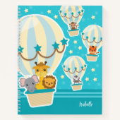 Carnet Animaux de jungle mignons volant dans des ballons (Devant)