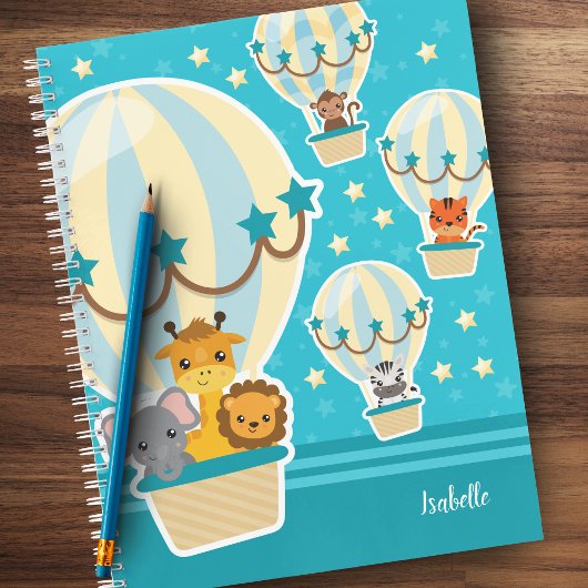 Carnet Animaux de jungle mignons volant dans des ballons