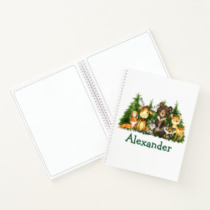 Carnet Animaux de la forêt à l'aquarelle Dessin de pins