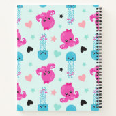 Carnet Animaux de mer, poulpe, méduse, Coeurs, Votre nom (Dos)