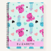 Carnet Animaux de mer, poulpe, méduse, Coeurs, Votre nom (Devant)