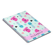 Carnet Animaux de mer, poulpe, méduse, Coeurs, Votre nom (Côté Droit)