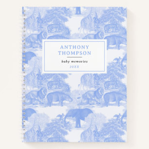 Carnet Animaux de Toile Bleue Safari Chinoiserie Garçon