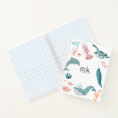 Carnet Animaux marins de l'océan à l'aquarelle Monogramme (Intérieur)