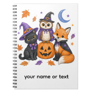 Carnet Animaux mignons d'Halloween - Sorcière Chat noir H