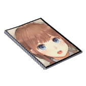 Carnet Anime brune fille aux yeux bleus surpris (Côté Droit)