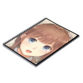 Carnet Anime brune fille aux yeux bleus surpris (Côté gauche)