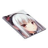 Carnet Anime ennuyée fille aux cheveux argentés avec les (Côté Droit)