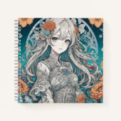 Carnet Anime fille floral (Devant)