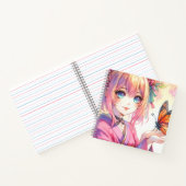 Carnet Anime Girl tenant un papillon (Intérieur)