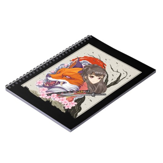 Carnet Anime Samurai Fox Otaku Japonaise fille (Côté gauche)