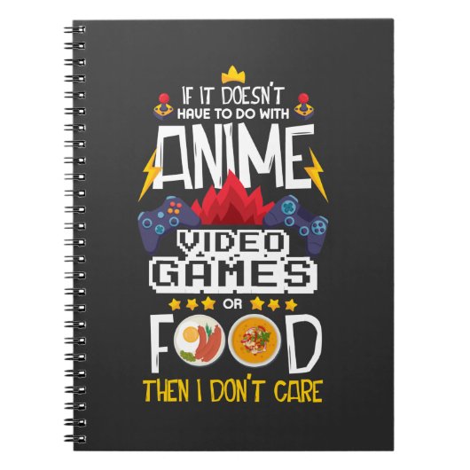 Carnet Anime Vidéo Jeu Alimentaire Gamer Nerd Gaming Cont (Devant)