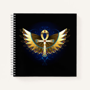Carnet Ankh or avec ailes