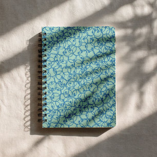 Carnet Anneaux Cobalt Gribouillis – Motif minimal moderne