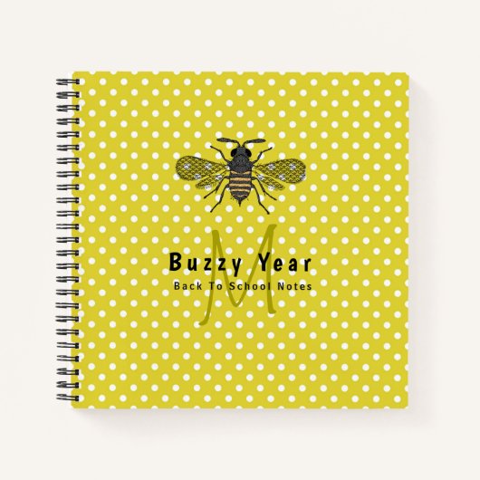 Carnet ANNÉE BUZY Monogramme BEE Yellow À petits pois Stu (Devant)
