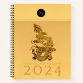 Carnet Année Dragon Chinoise 2024 Élégant Monogramme LSN (Devant)