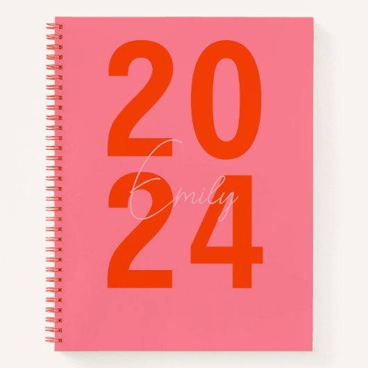 Carnet Année simple moderne + Nom (Devant)