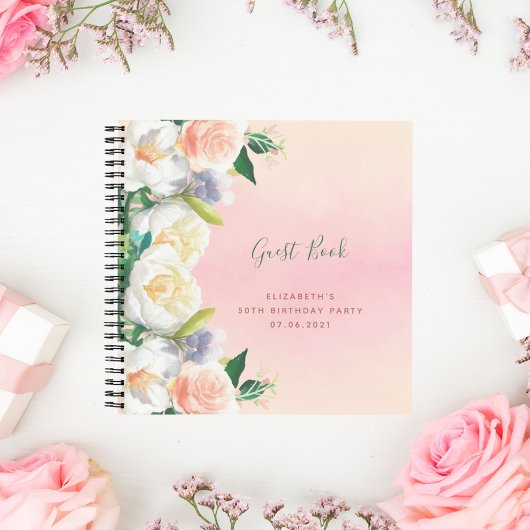 Carnet Anniversaire de la fête lève or floraux blanc Livr