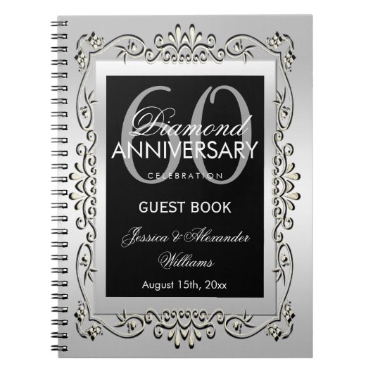 Carnet Anniversaire de mariage décoratif élégant d'argent (Devant)