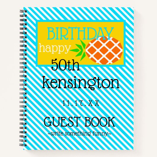 Carnet Anniversaire Fête Invité Réserver Ananas Avec Âge  (Devant)