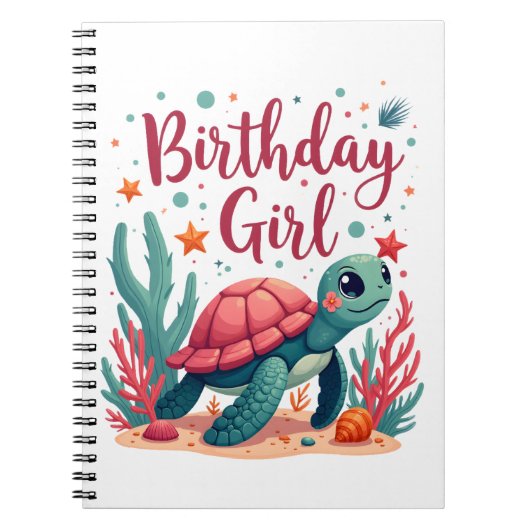 Carnet Anniversaire Fille Tortue de mer Thème Anniversair (Devant)